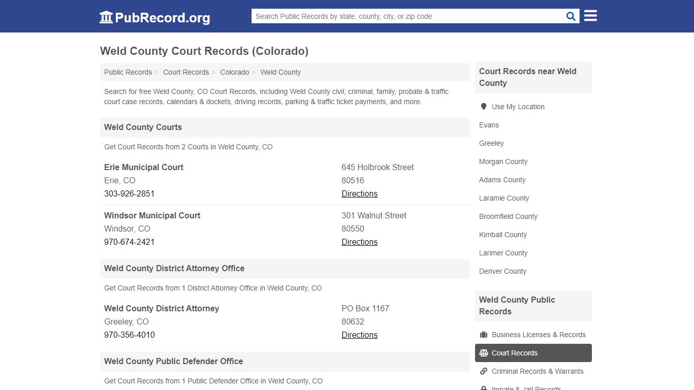 Weld County Court Records (Colorado) - PubRecord.org